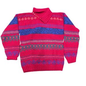 Vintage SKYYK Sportswear Wool Shetland‎ Fair Isle Knit Sweater Women 38